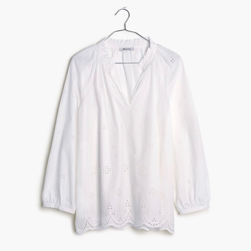 MADEWELL White Eyelet Popover Top - G1542 - Sz XS - Picture 4 of 13